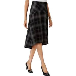 New York Collection Plaid Gray and Black Hi-low Skirt Women's XL NWT